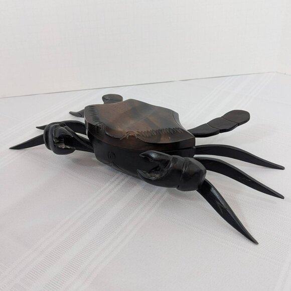 Large hand-carved wooden crab trinket holder from Philippines - 14 inch - Picture 2 of 10